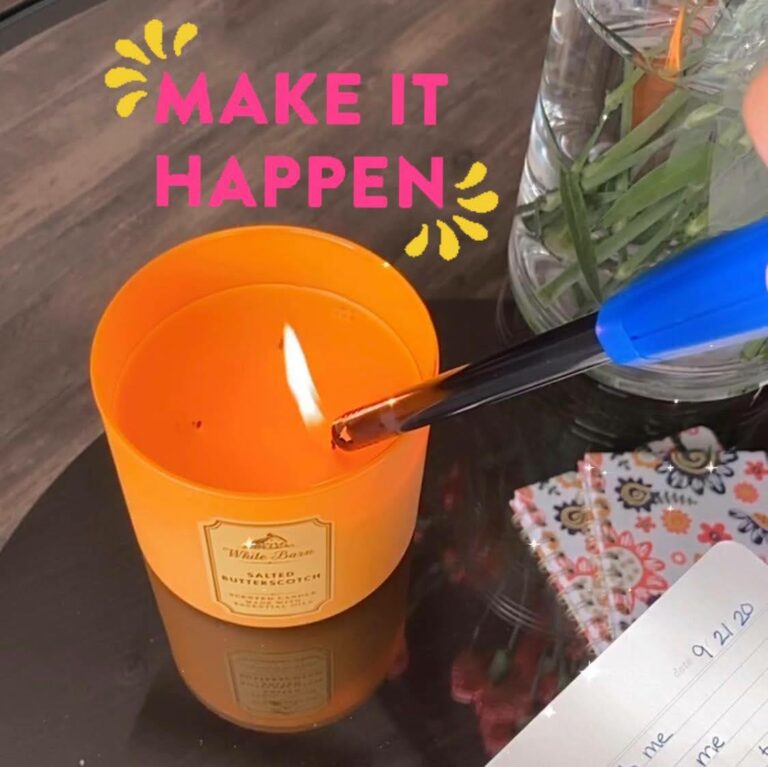 Motivational text 'make it happen' written in bold pink.