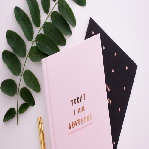 A journal with the words "Today I am Grateful" written on the cover, symbolizing positivity and appreciation.